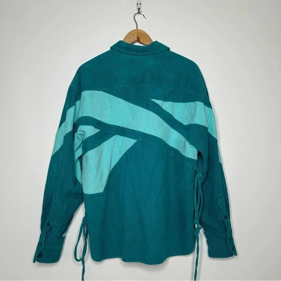 Reebok x Cardi B Seaport Teal Corduroy Cover-Up Shirt Jacket Size XS - Picture 9 of 12